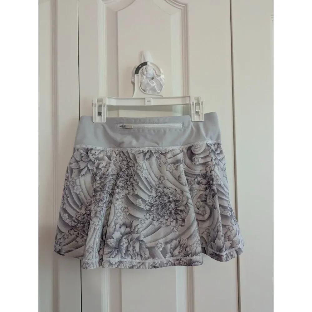 Lululemon 2 Pace Rival Skirt gray floral Mini Twine White golf tennis pickleball